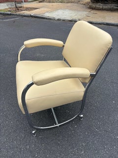 Art Deco Lounge Chair by Theo A. Kochs, Chrome & Leather, 1935, USA