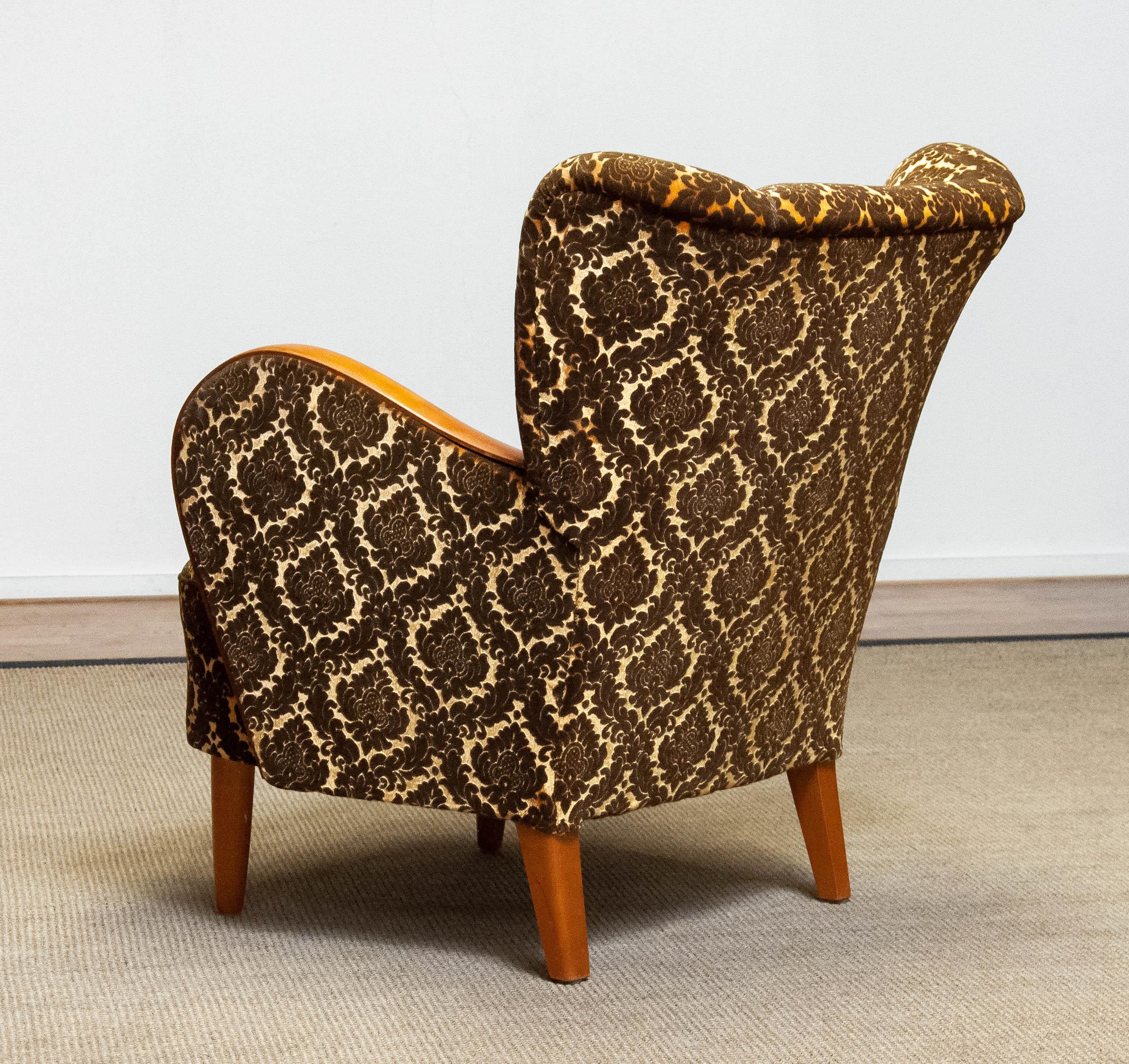 Art-Déco-Loungesessel mit Armlehnen aus Ulmenholz im Fritz Hansen-Stil. Dänemark 1940er Jahre im Angebot 5
