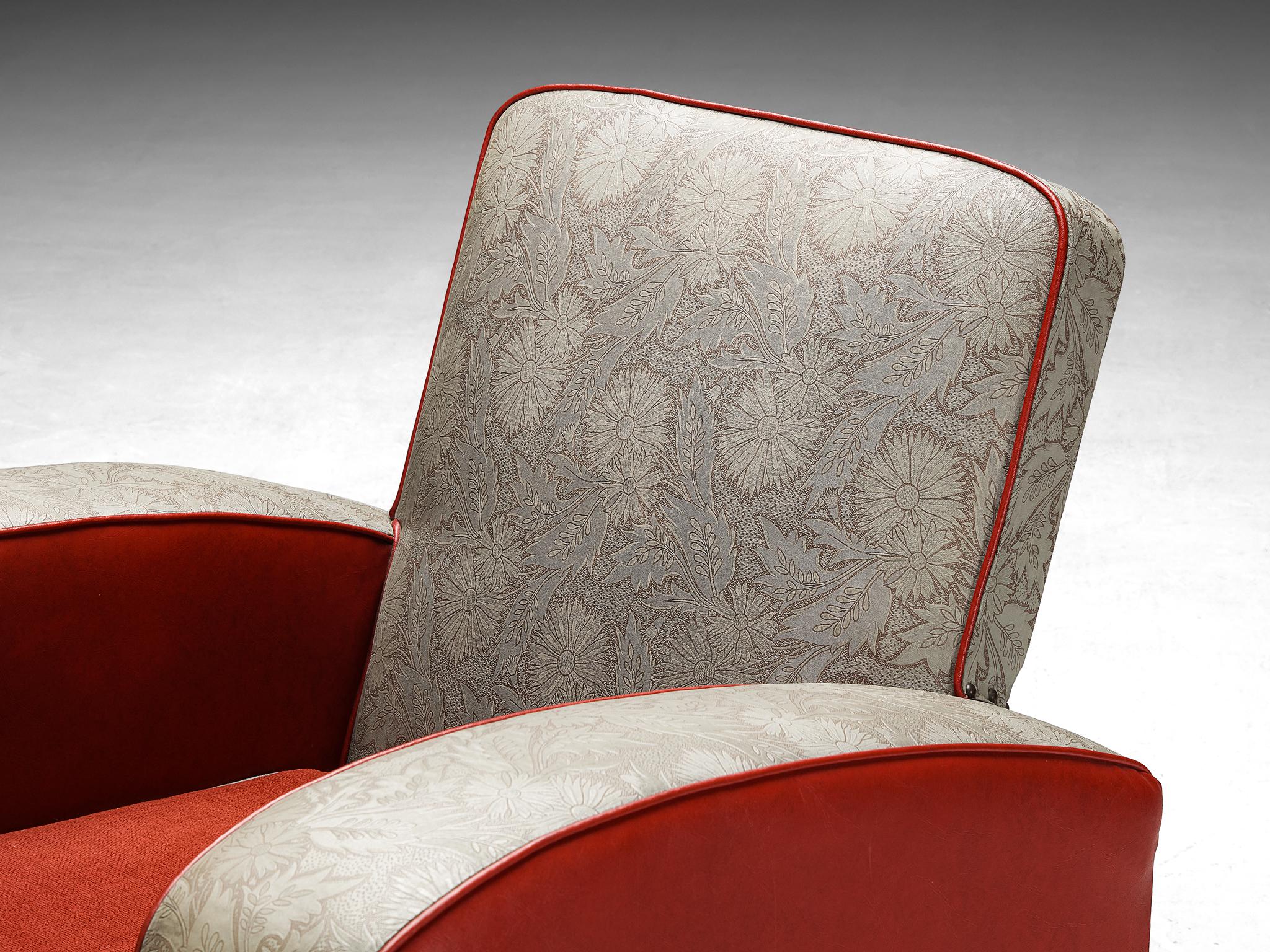 Metà XX secolo Sedia da salotto Art Decor con tappezzeria decorativa in vendita