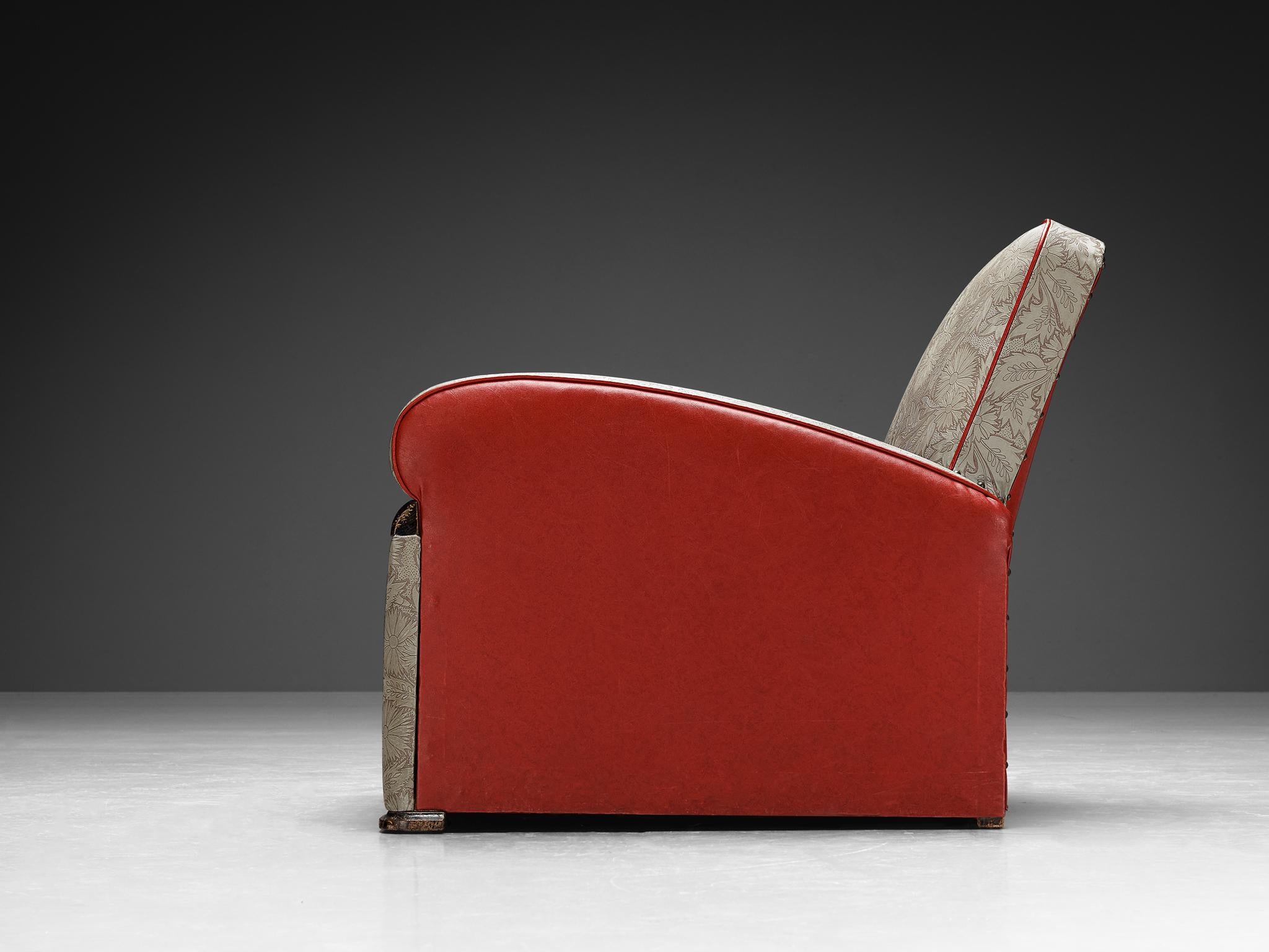 Ottone Sedia da salotto Art Decor con tappezzeria decorativa in vendita