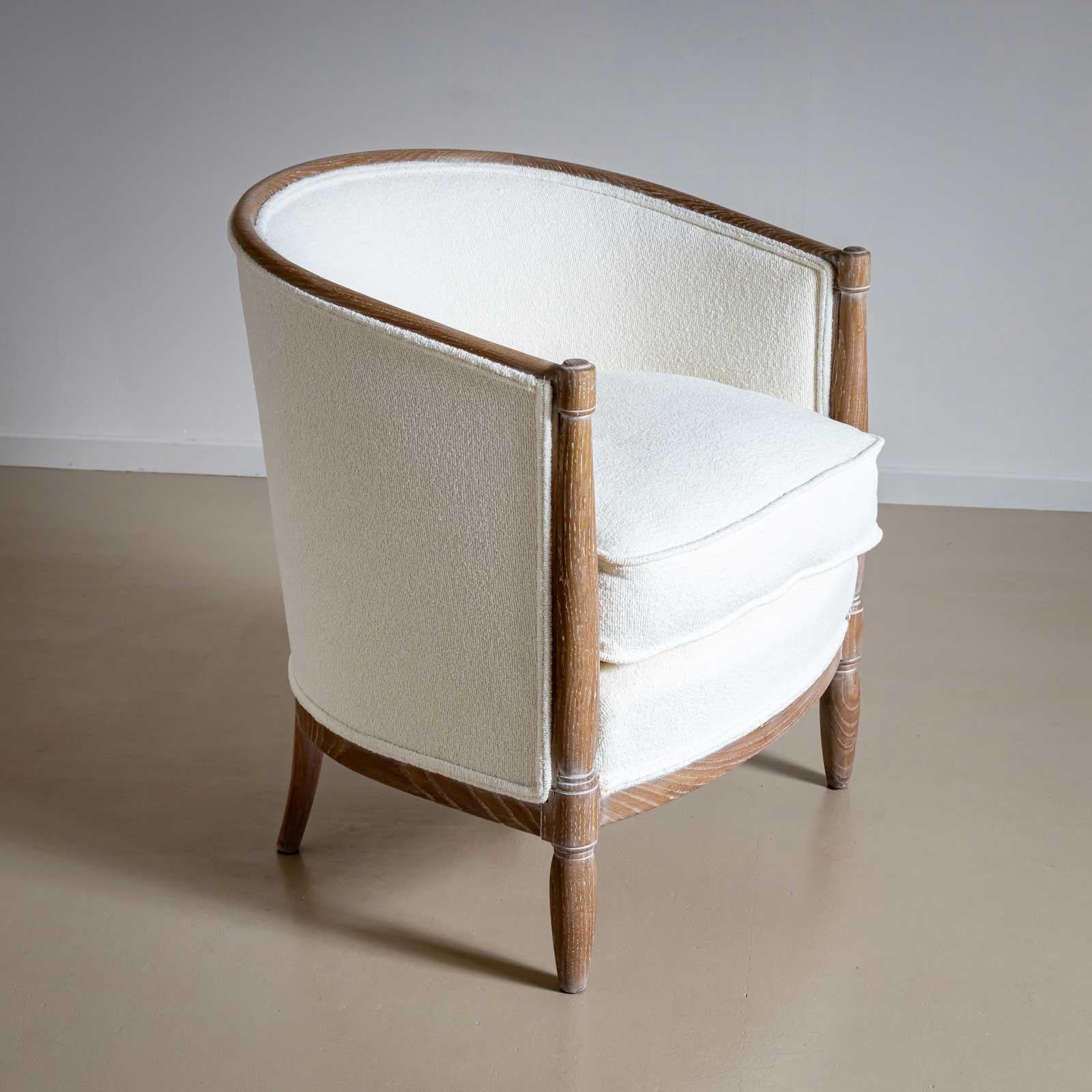 Francese Sedia da salotto Art Déco in Oak Oak calcinato, Francia, 1920 circa in vendita
