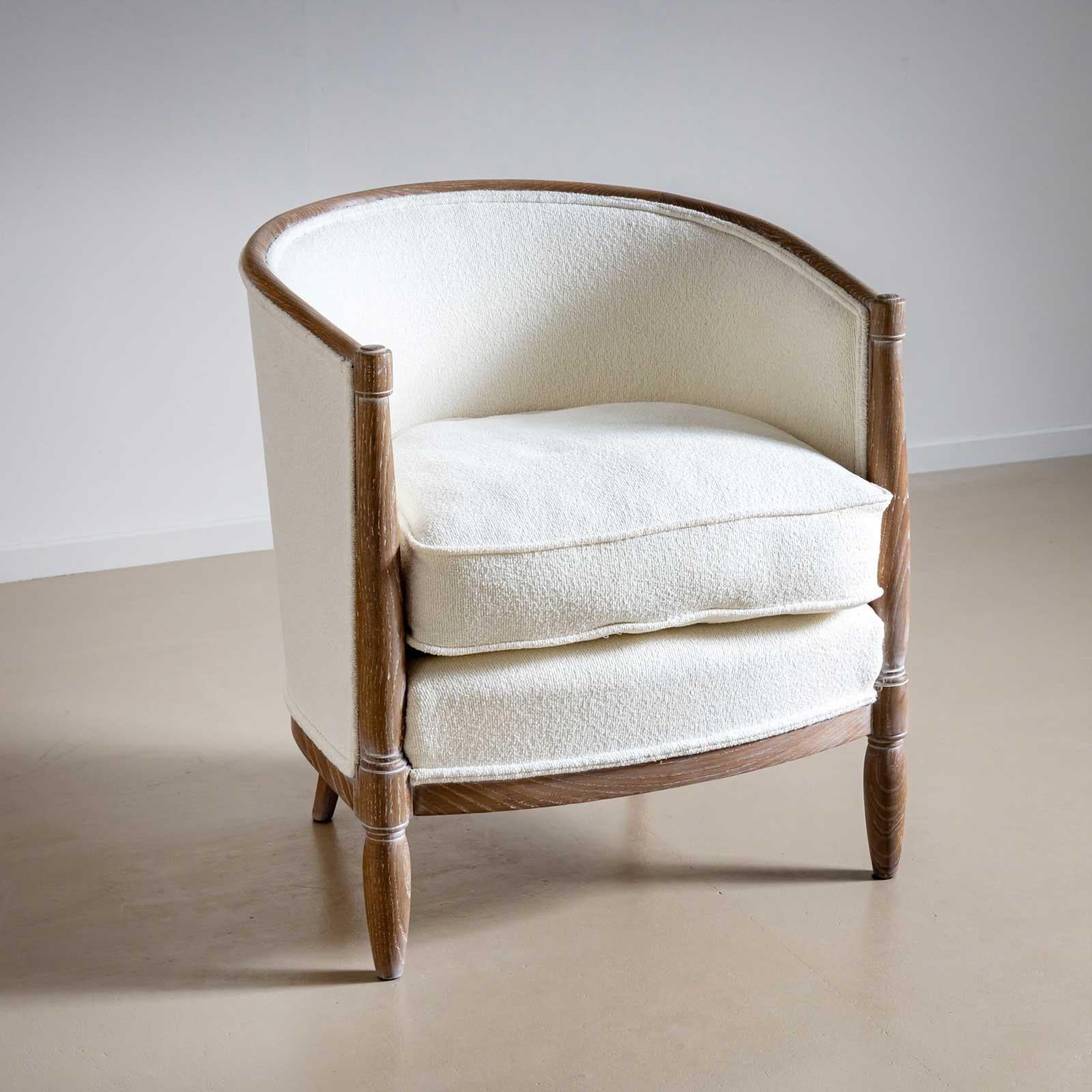 Sedia da salotto Art Déco in Oak Oak calcinato, Francia, 1920 circa In condizioni buone in vendita a New York, NY