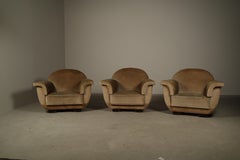 Art Deco lounge chair in original velvet, Belgium circa 1930
