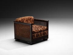 Art Deco Lounge Chair in Wood and Cane