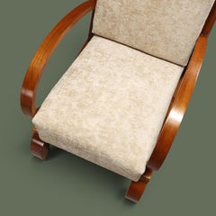 Art Deco Lounge Chairs, Bentwood and Ivory Velvet, Central Europe, 1930s