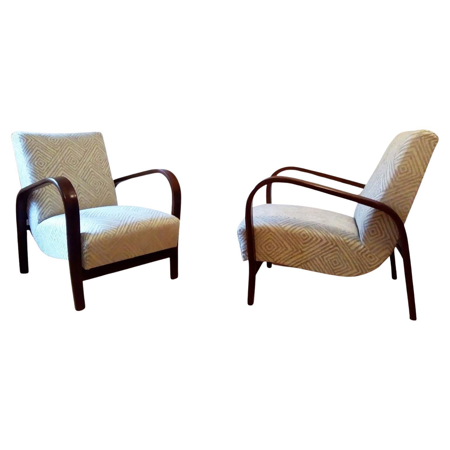 Art Deco Lounge Chairs by Jindrich Halabala For Sale