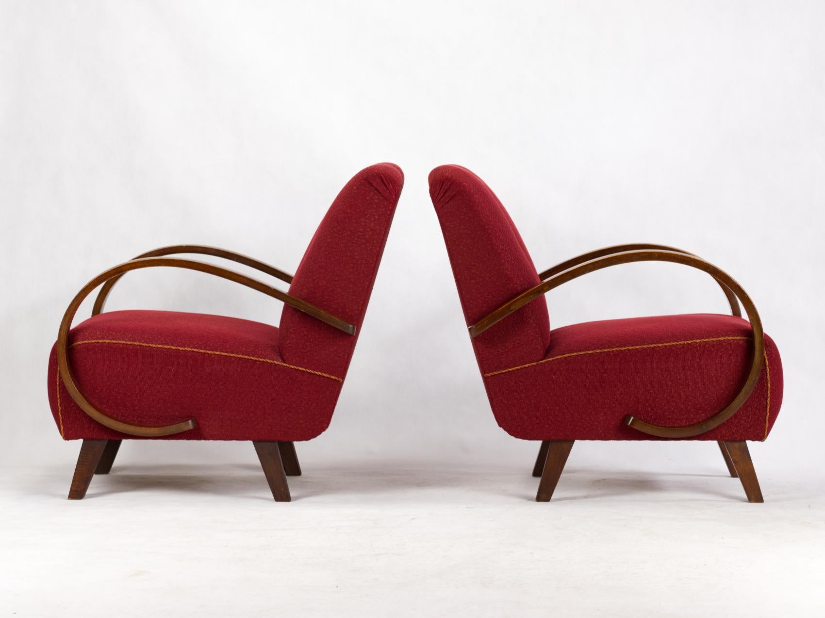 Art Deco Lounge Chairs by Jindrich Halabala for UP Zavody Brno, 1930s In Good Condition In Lucenec, SK