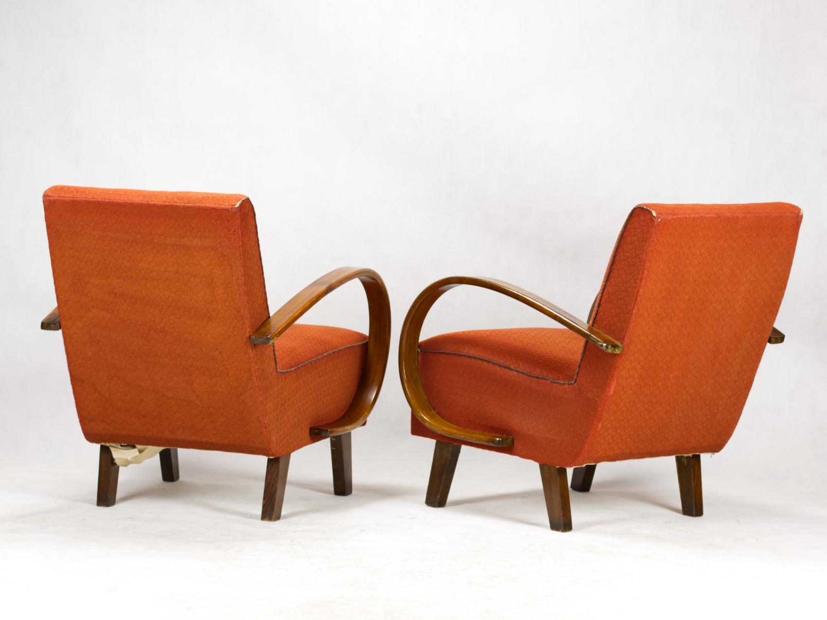 Bentwood Art Deco Lounge Chairs by Jindrich Halabala for UP Zavody Brno, 1930s