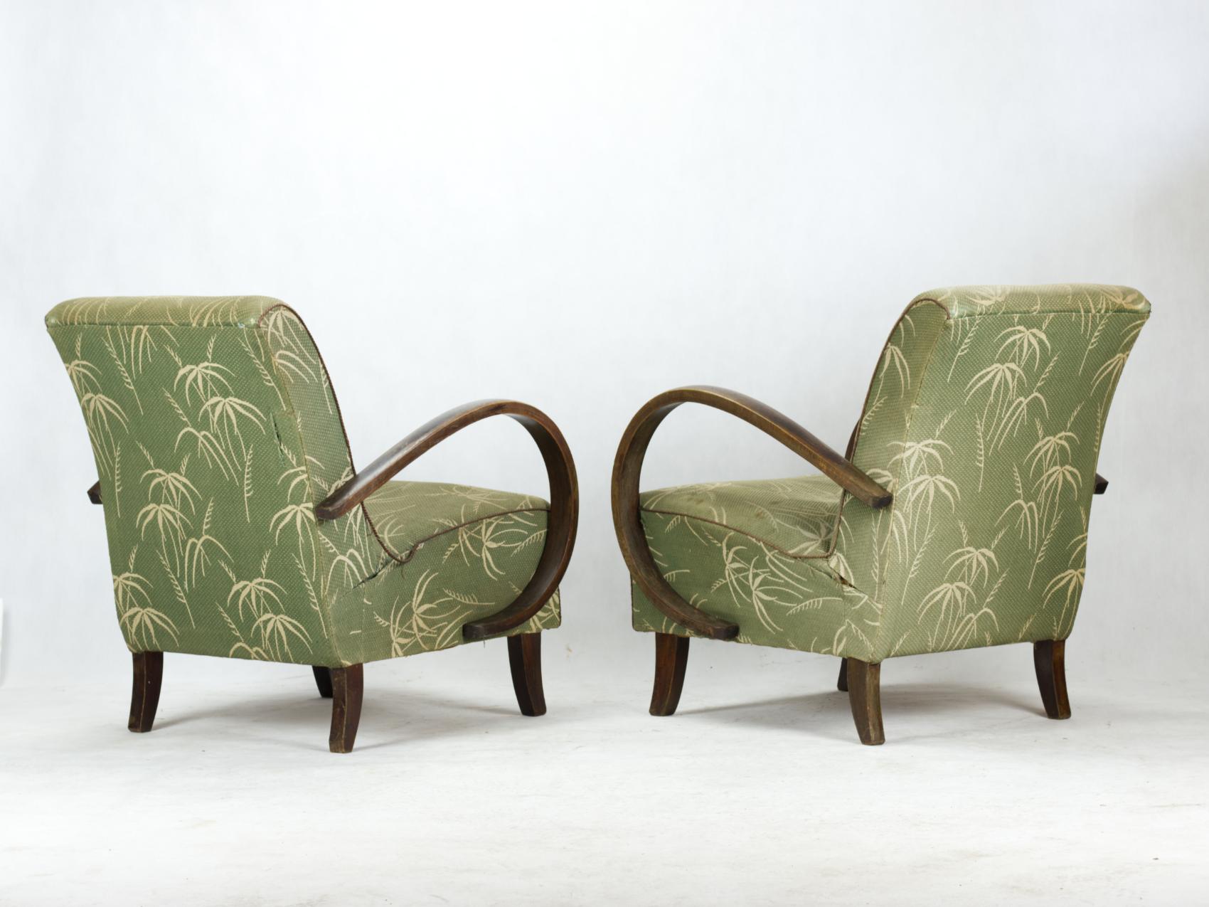 Mid-20th Century Art Deco Lounge Chairs by Jindrich Halabala for UP Zavody Brno, 1930s