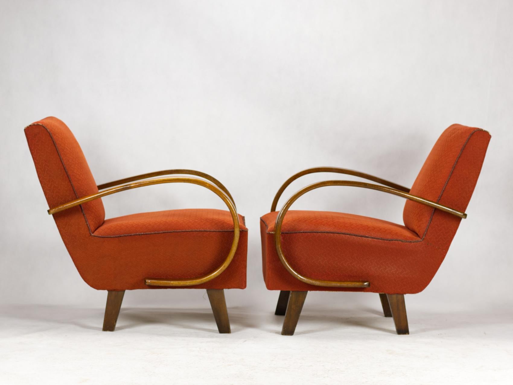 Art Deco Lounge Chairs by Jindrich Halabala for UP Zavody Brno, 1930s 1