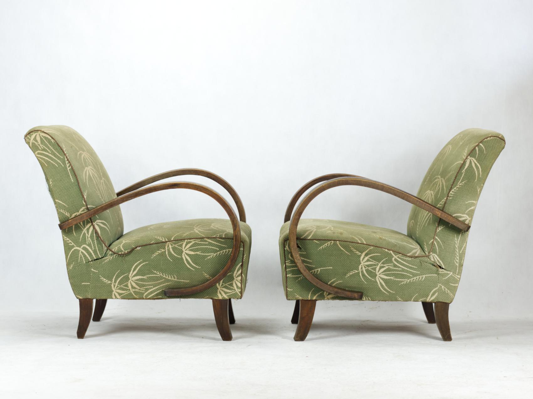Bentwood Art Deco Lounge Chairs by Jindrich Halabala for UP Zavody Brno, 1930s
