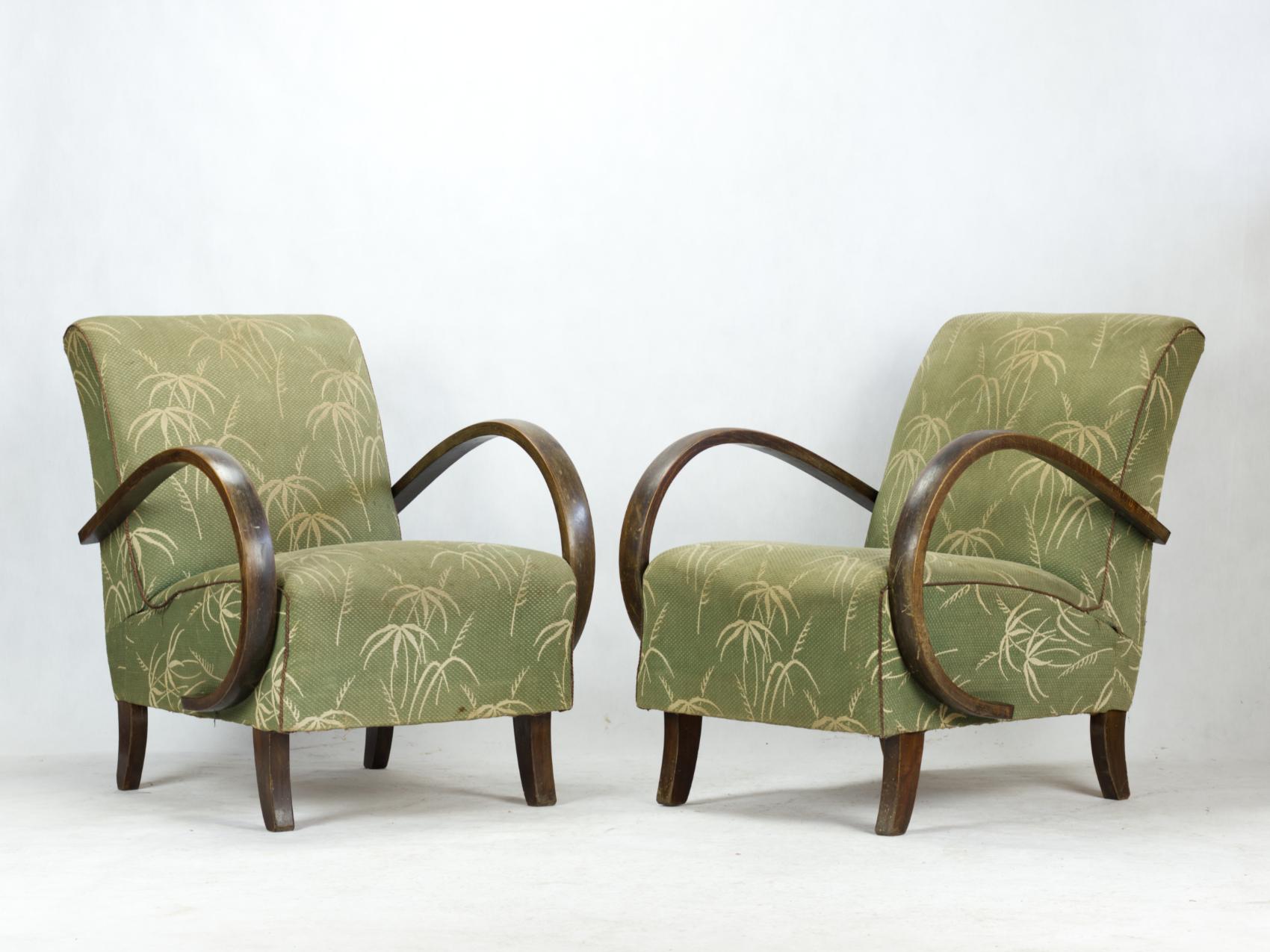 Art Deco Lounge Chairs by Jindrich Halabala for UP Zavody Brno, 1930s 1