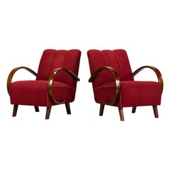 Art Deco Lounge Chairs by Jindrich Halabala for UP Zavody Brno, 1930s