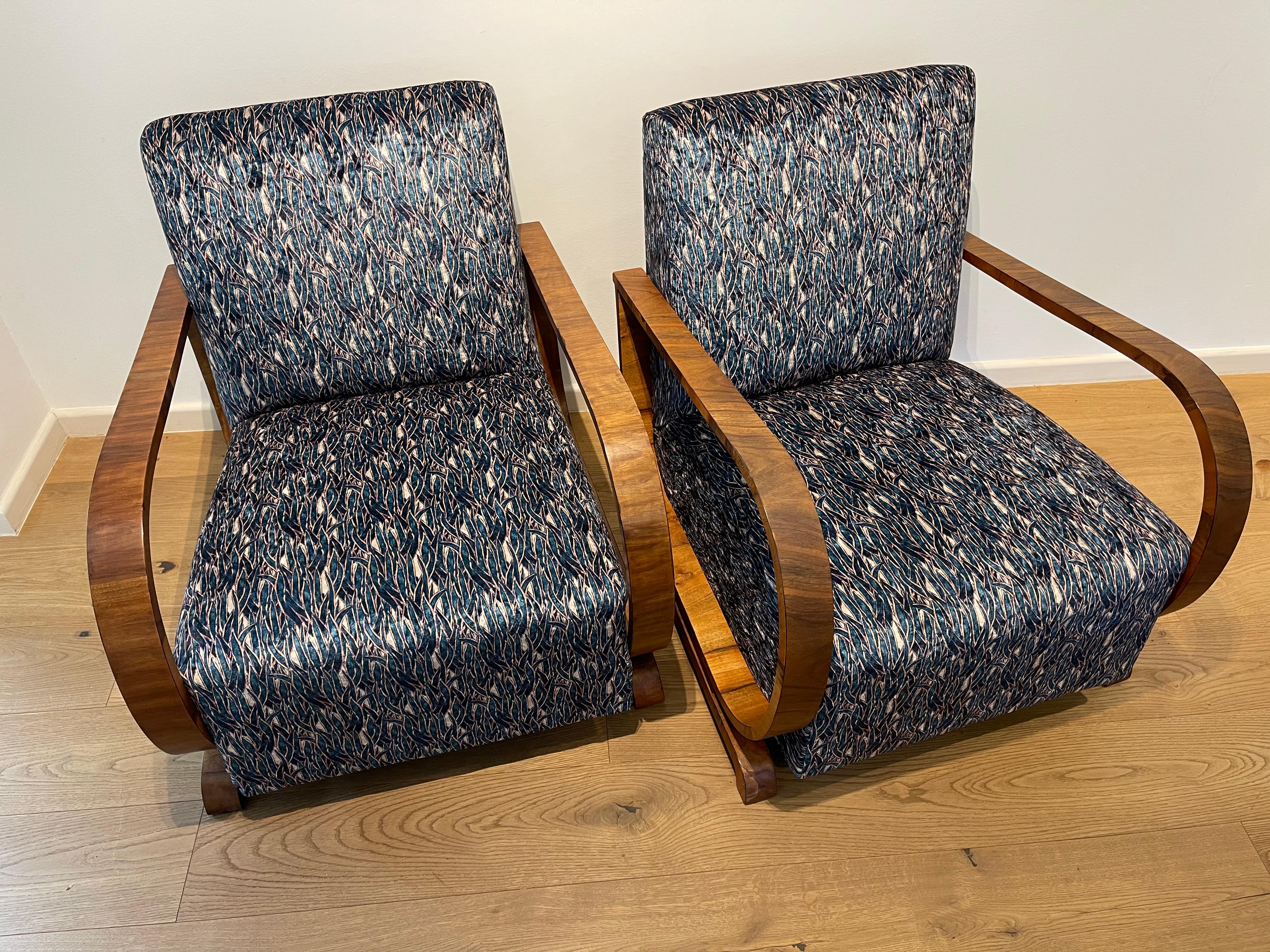 Art Deco Lounge Chairs, France, 1930, Set of 2