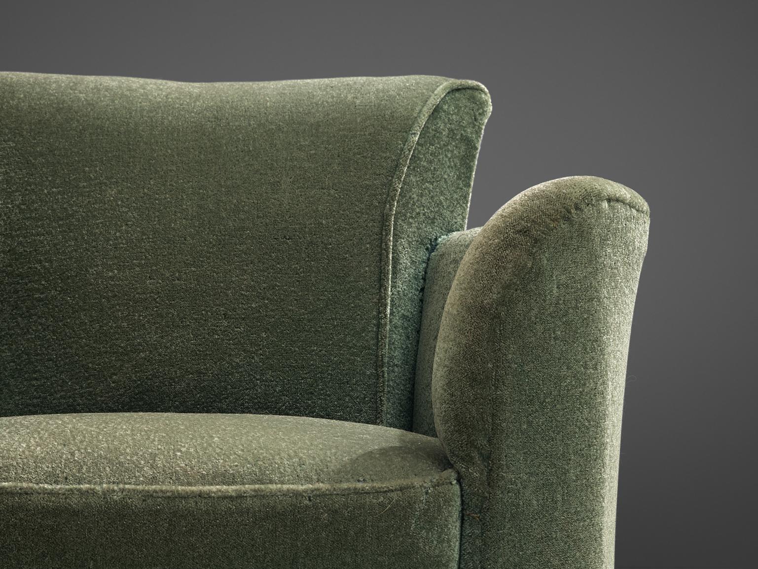 Mid-20th Century Art Deco Lounge Chairs in Green Velours