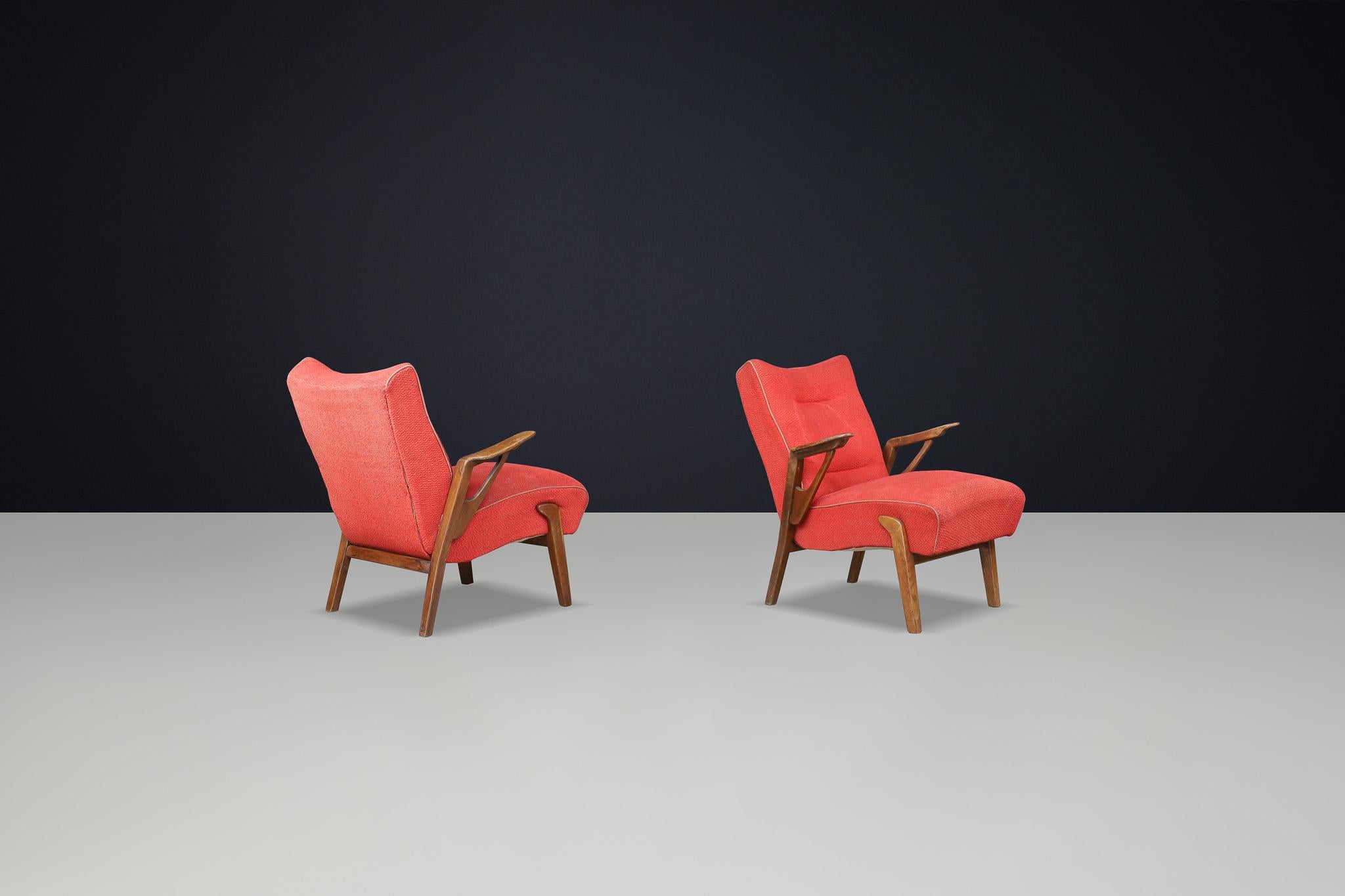 Art Deco lounge chairs in Oak and Original Upholstery By Antonin Kybal, CZ 1930s For Sale 2