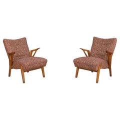 Sedie da salotto Art Deco in Oak e tappezzeria originale di Antonin Kybal, CZ anni '30