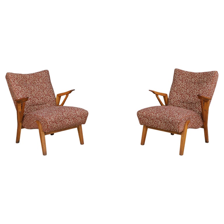 Sedie da salotto Art Deco in Oak e tappezzeria originale di