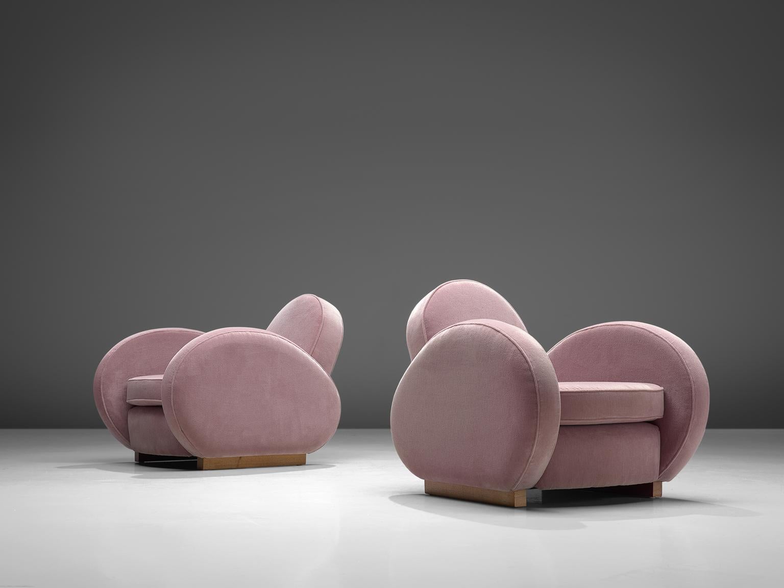 Art Deco Lounge Chairs in Soft Pink Upholstery In Good Condition In Waalwijk, NL