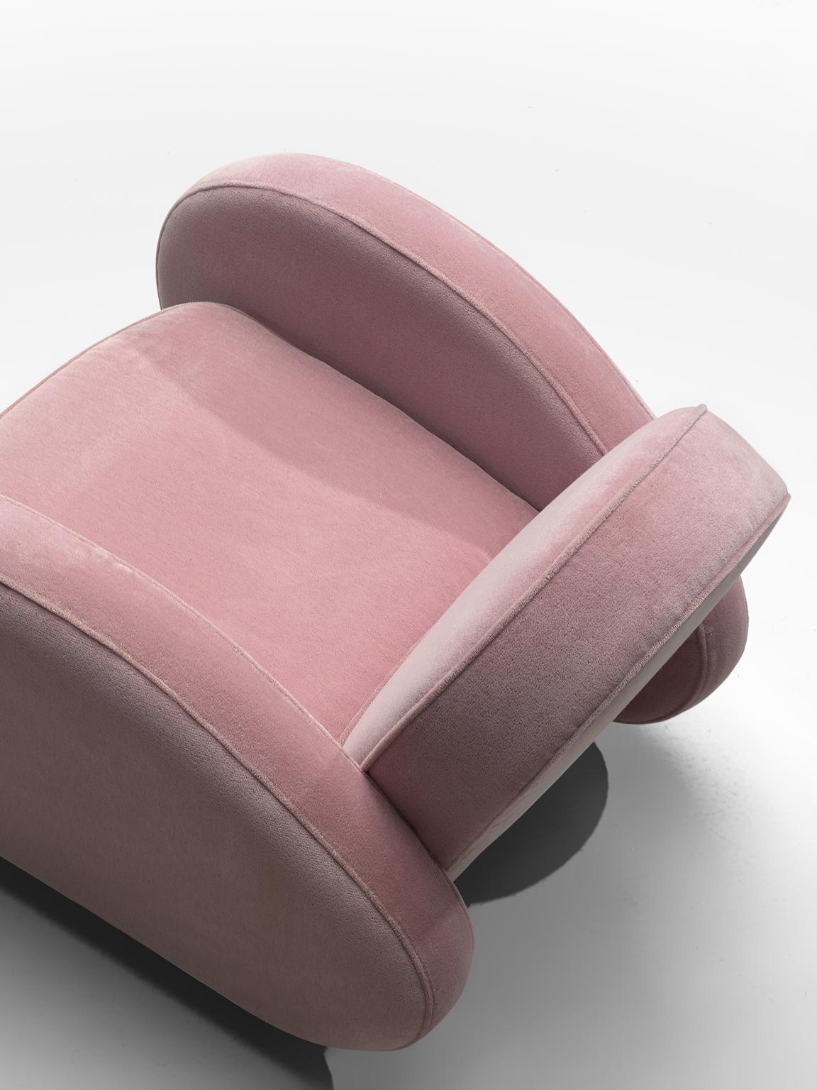 Art Deco Lounge Chairs in Soft Pink Upholstery 1