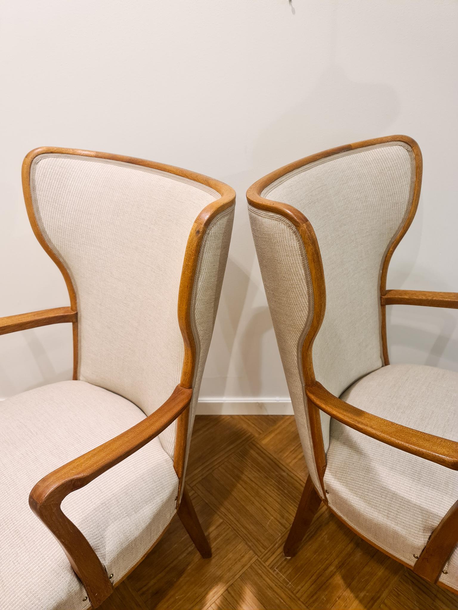 Swedish Art Deco Lounge Chairs Svenska Kontorsmöbler, Sweden, 1940s For Sale