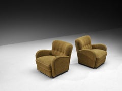 Art Deco Lounge Chairs with Sculpted Curved Form