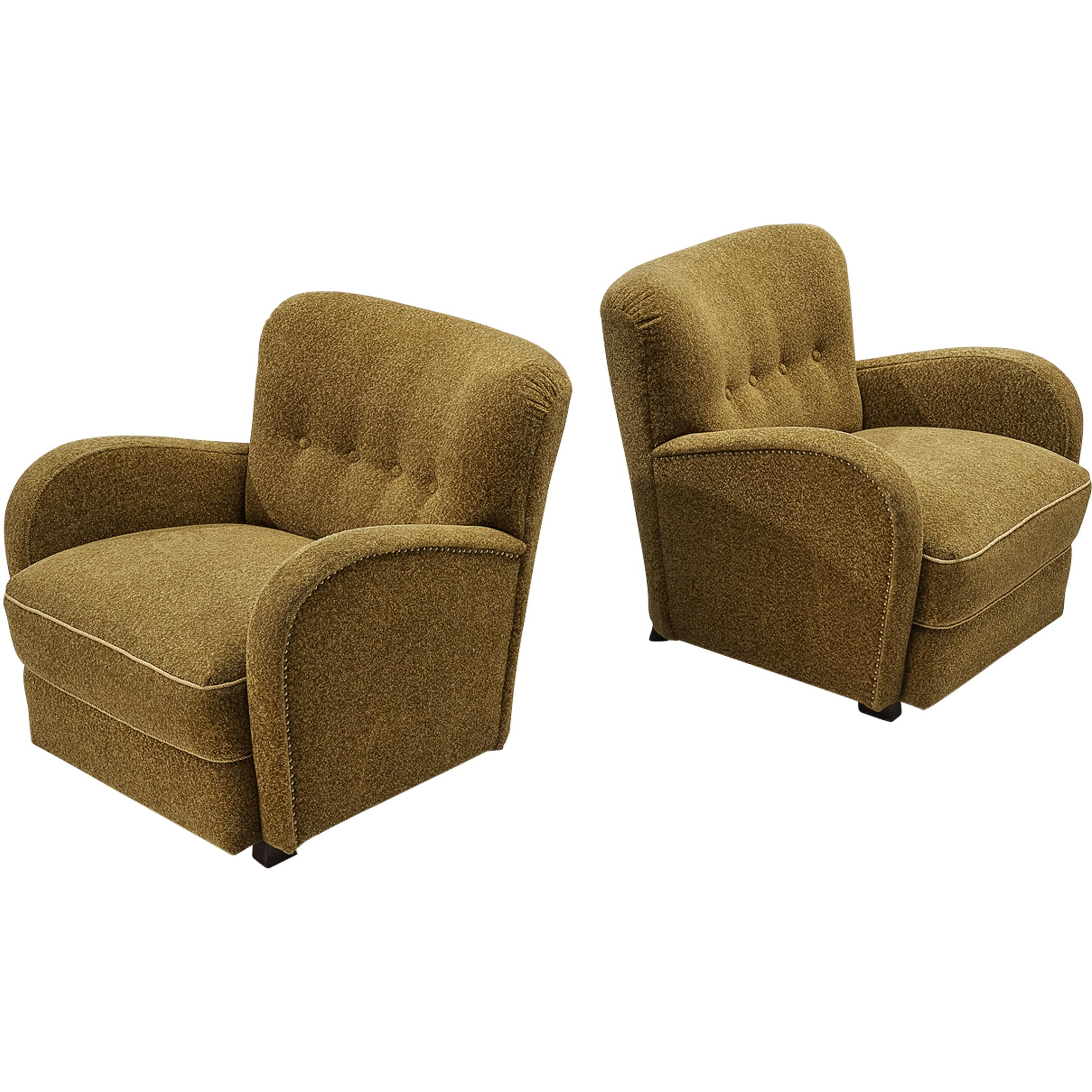 Art Deco Lounge Chairs mit geschwungener Form A