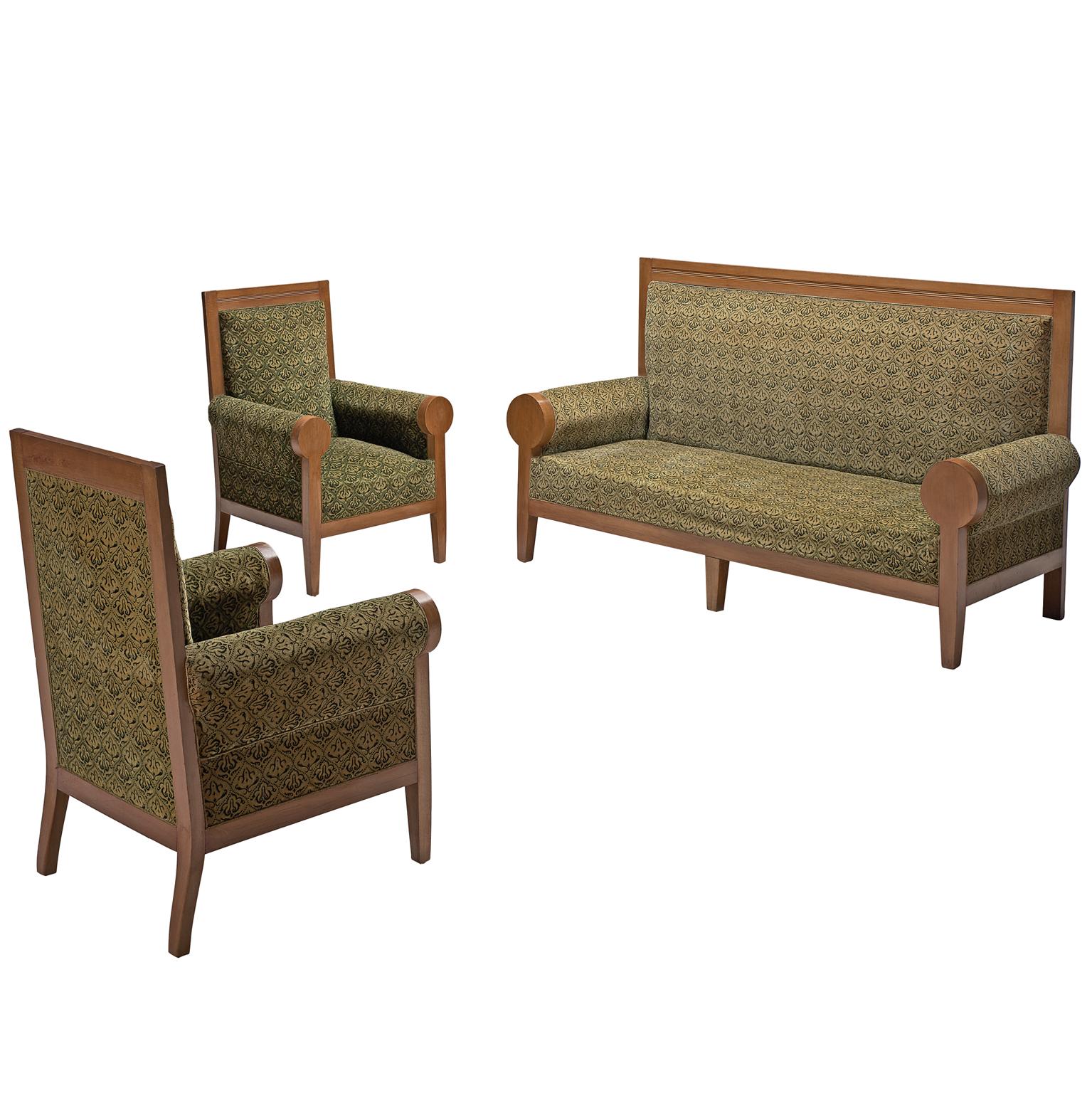 Art Deco Lounge Set with Green Upholstery, 1940s For Sale at 1stDibs