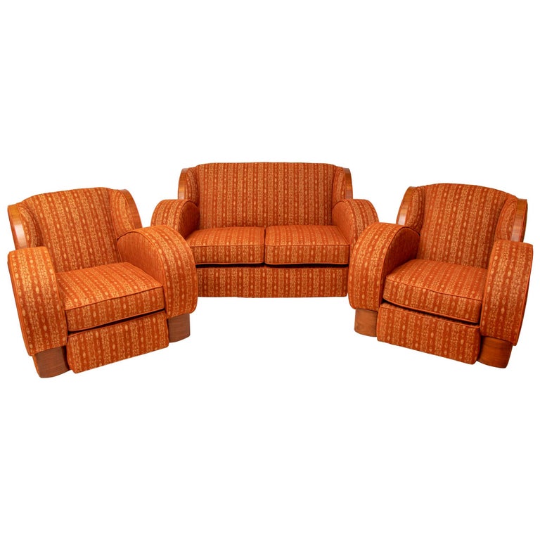 Art Deco Lounge Suite with Cloud Design Sides For Sale at 1stDibs