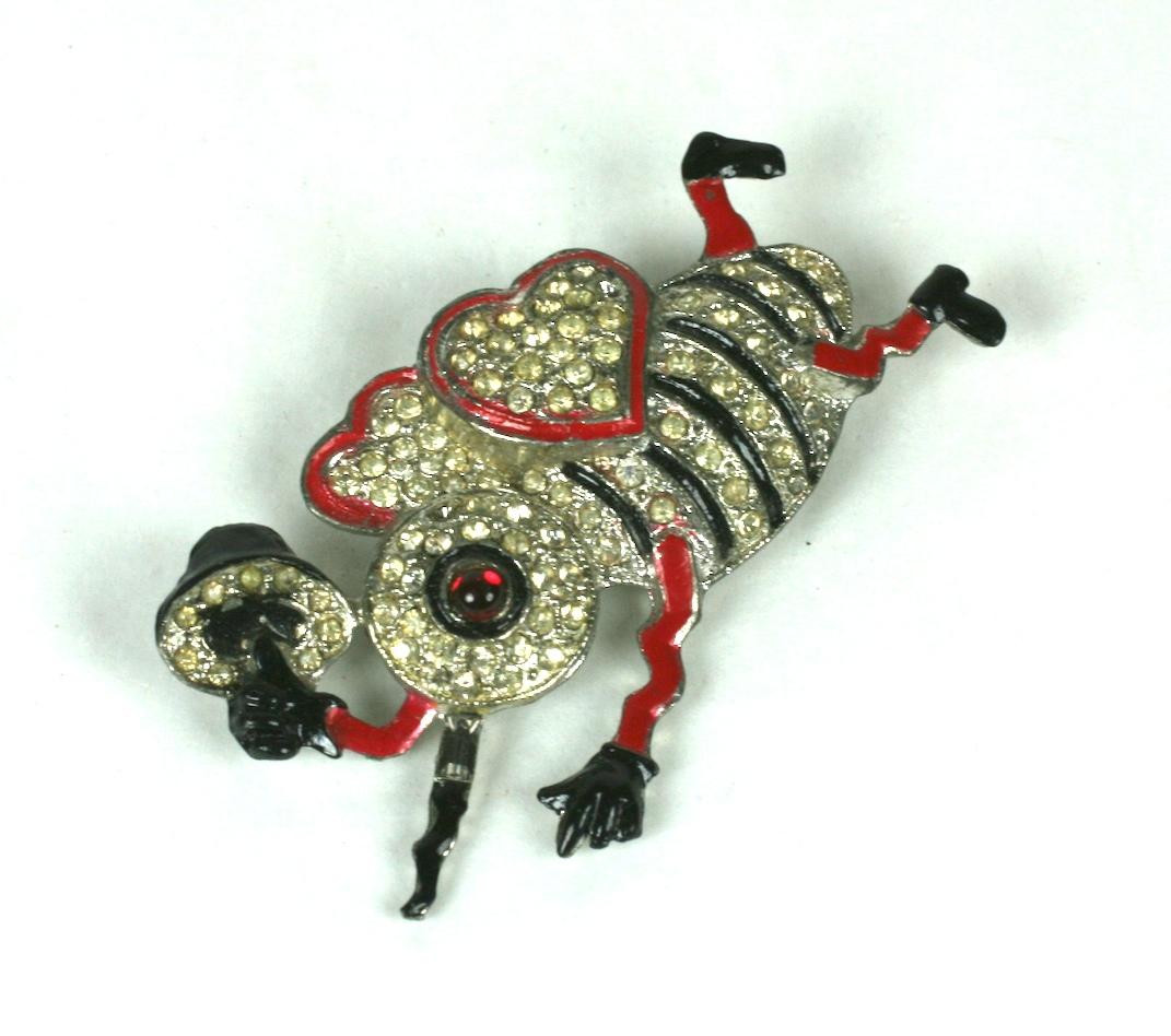 Art Deco Love Bug Brooch In Good Condition For Sale In New York, NY