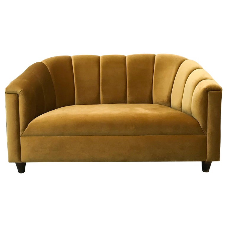 Art Deco Style Loveseat, Golden Velvet, by Watt Studio For Sale at 1stDibs  | art deco loveseat, art deco love seat, gold love seat