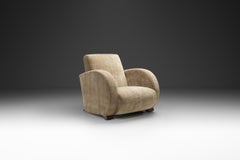 Art Deco Low Armchair in Sand Upholstery, Europe First Half of the 20th Century