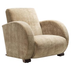 Art Deco Low Armchair in Sand Upholstery, Europe First Half of the 20th Century