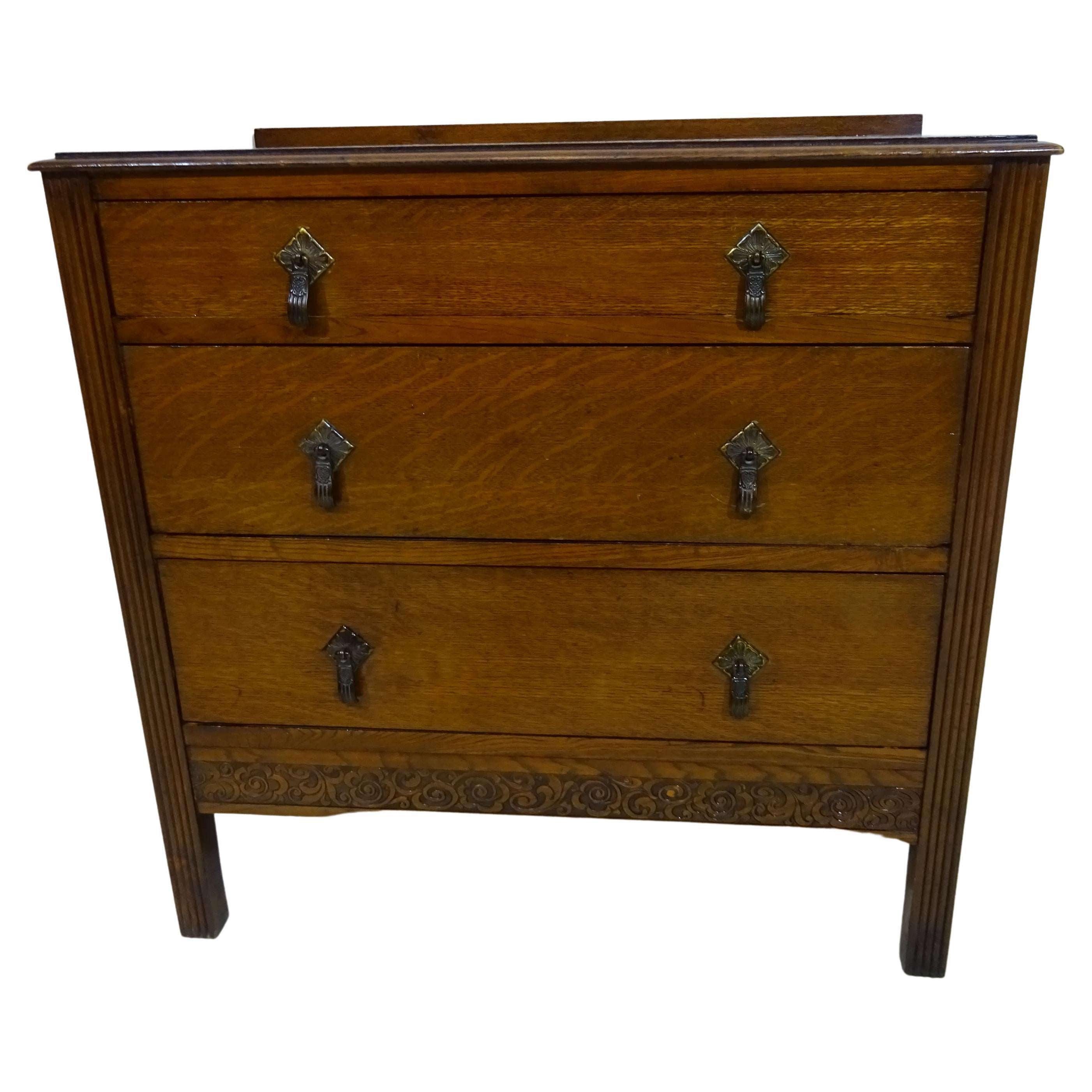 Art Deco Low Chest of Drawers in Oak