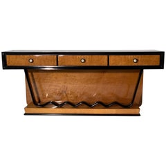 Art Deco Low Console Chest of Drawer Precious Wood Brass Bakelite Handles