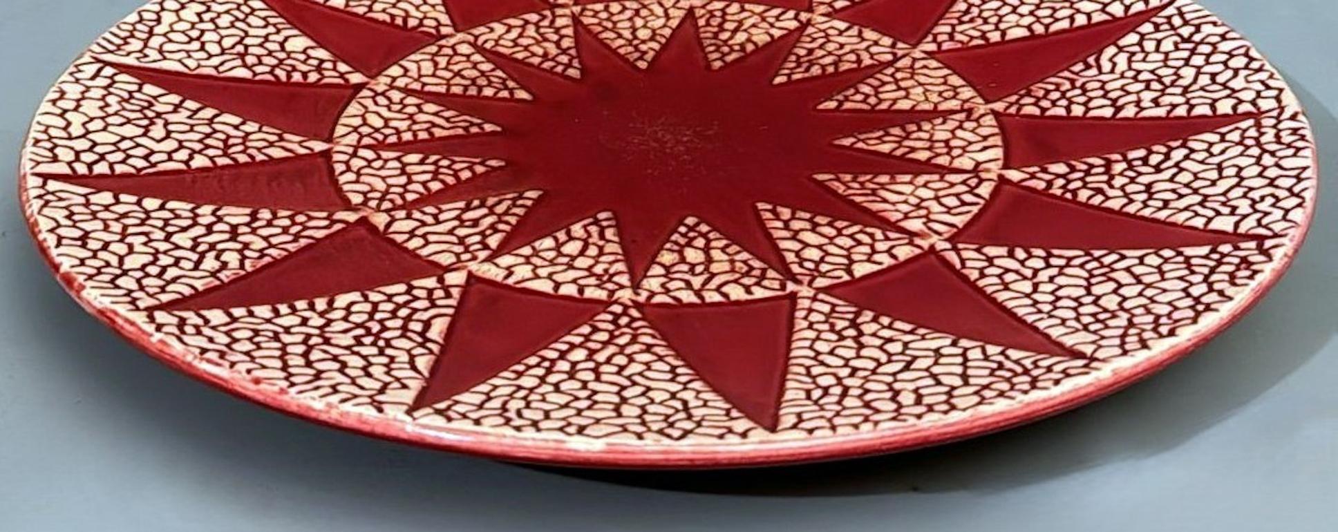 Art Deco  Low French Glazed Ceramic Bowl Saint Clément Style For Sale 9