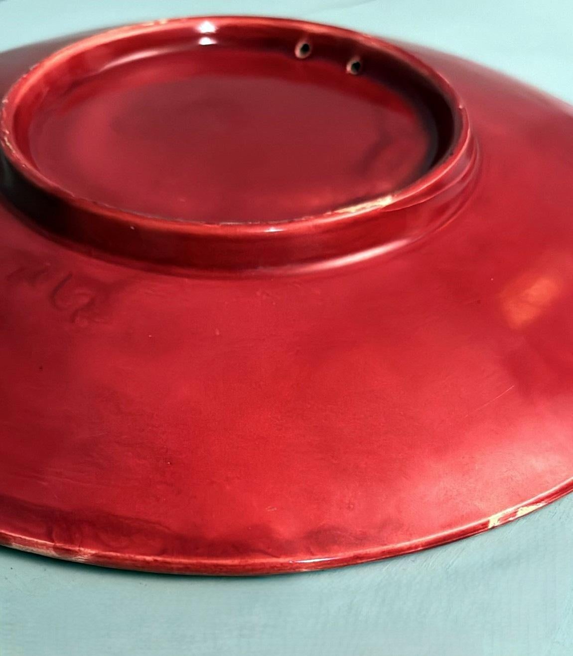 Art Deco  Low French Glazed Ceramic Bowl Saint Clément Style For Sale 11