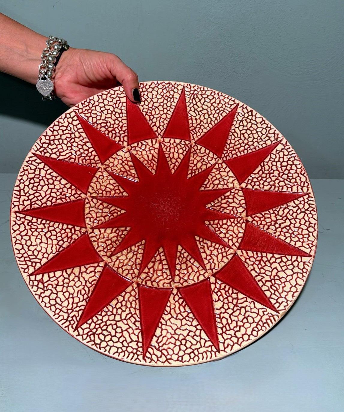 Art Deco  Low French Glazed Ceramic Bowl Saint Clément Style For Sale 13