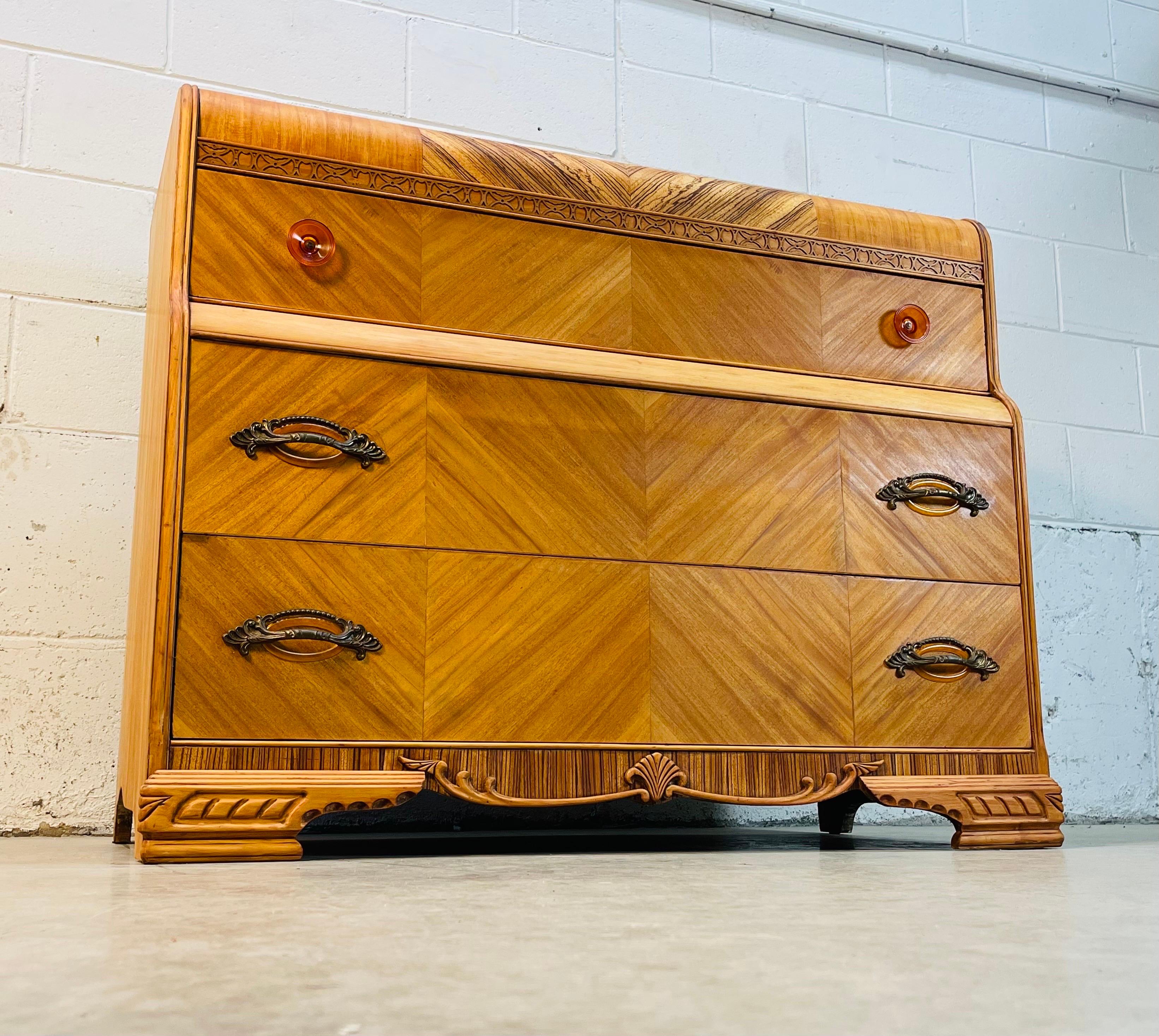 Art Deco Low Waterfall Style Dresser For Sale at 1stDibs wavy dresser