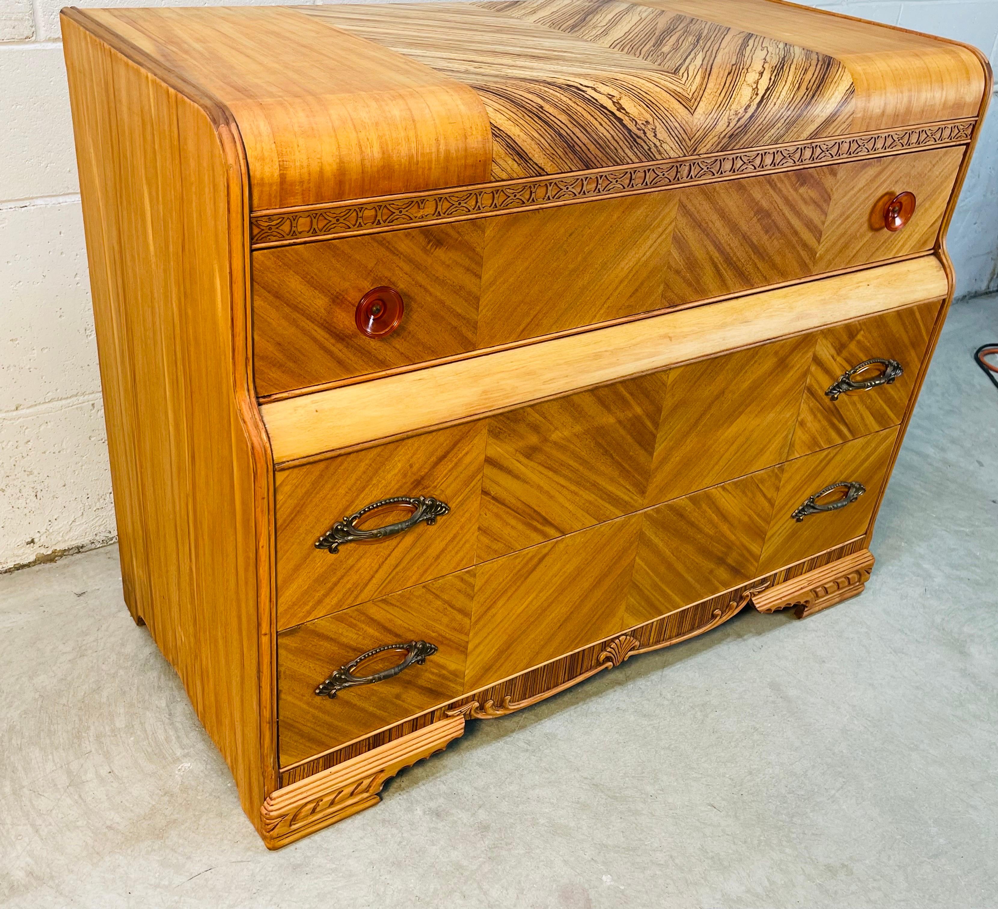 Art Deco Low Waterfall Style Dresser For Sale at 1stDibs wavy dresser