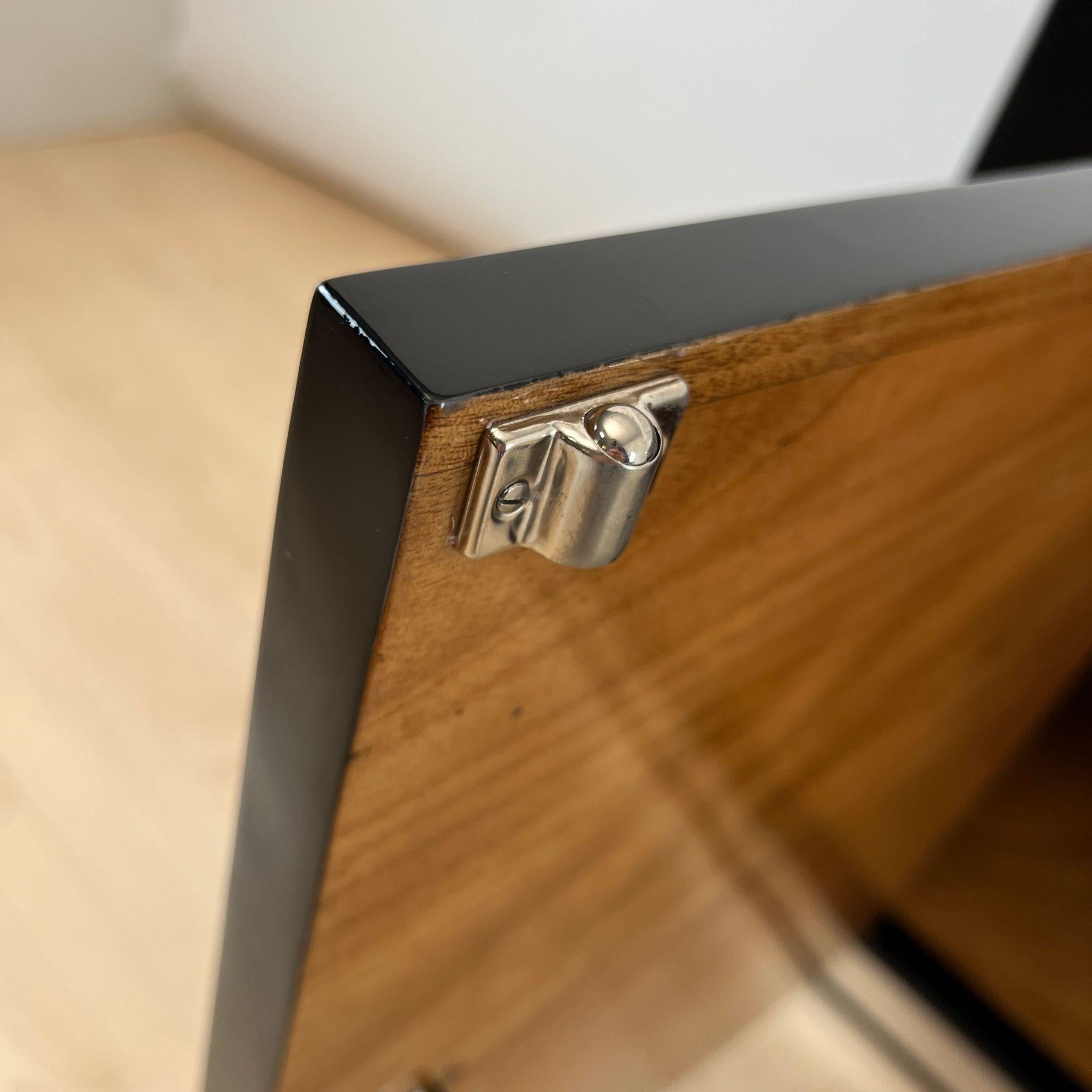 Art Deco Lowboard, Black Lacquer, Chrome Fittings, France circa 1930 For Sale 4