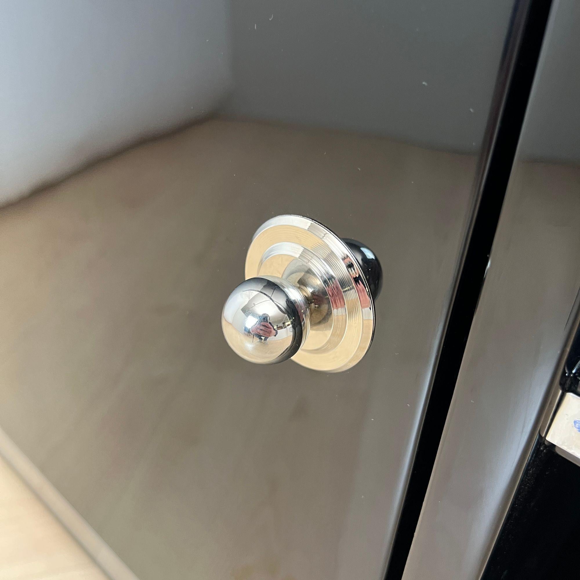 Art Deco Lowboard, Black Lacquer, Chrome Fittings, France circa 1930 For Sale 2