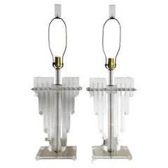 Art Deco Lucite Table Lamps - a Pair