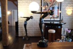 Art Deco Lumina Sculpture Clarté Lamp Nude Dancer with a Ball by Max Le Verrier