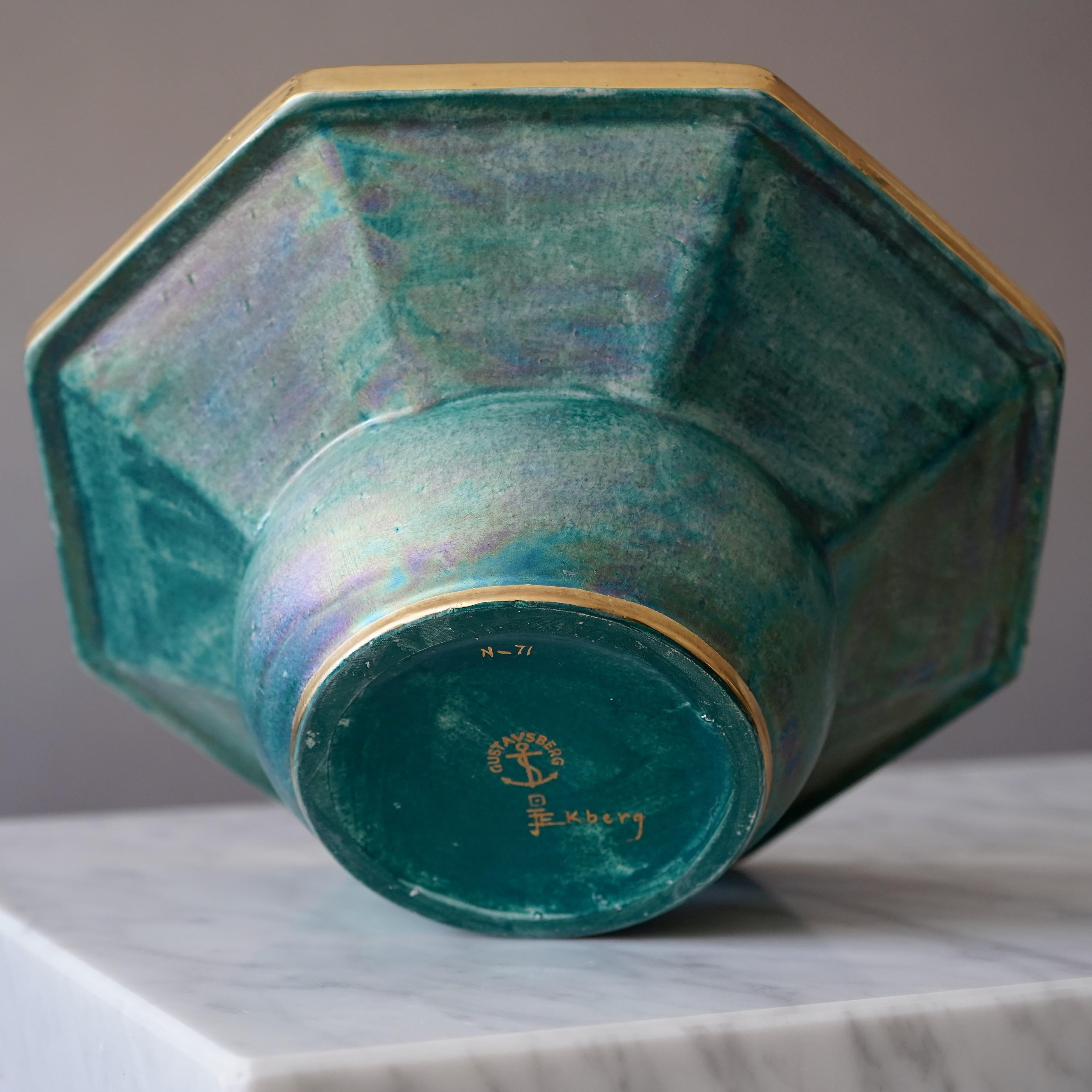 Art Deco Lustre Bowl by Josef Ekberg for Gustavsberg, Sweden, 1920s For Sale 5