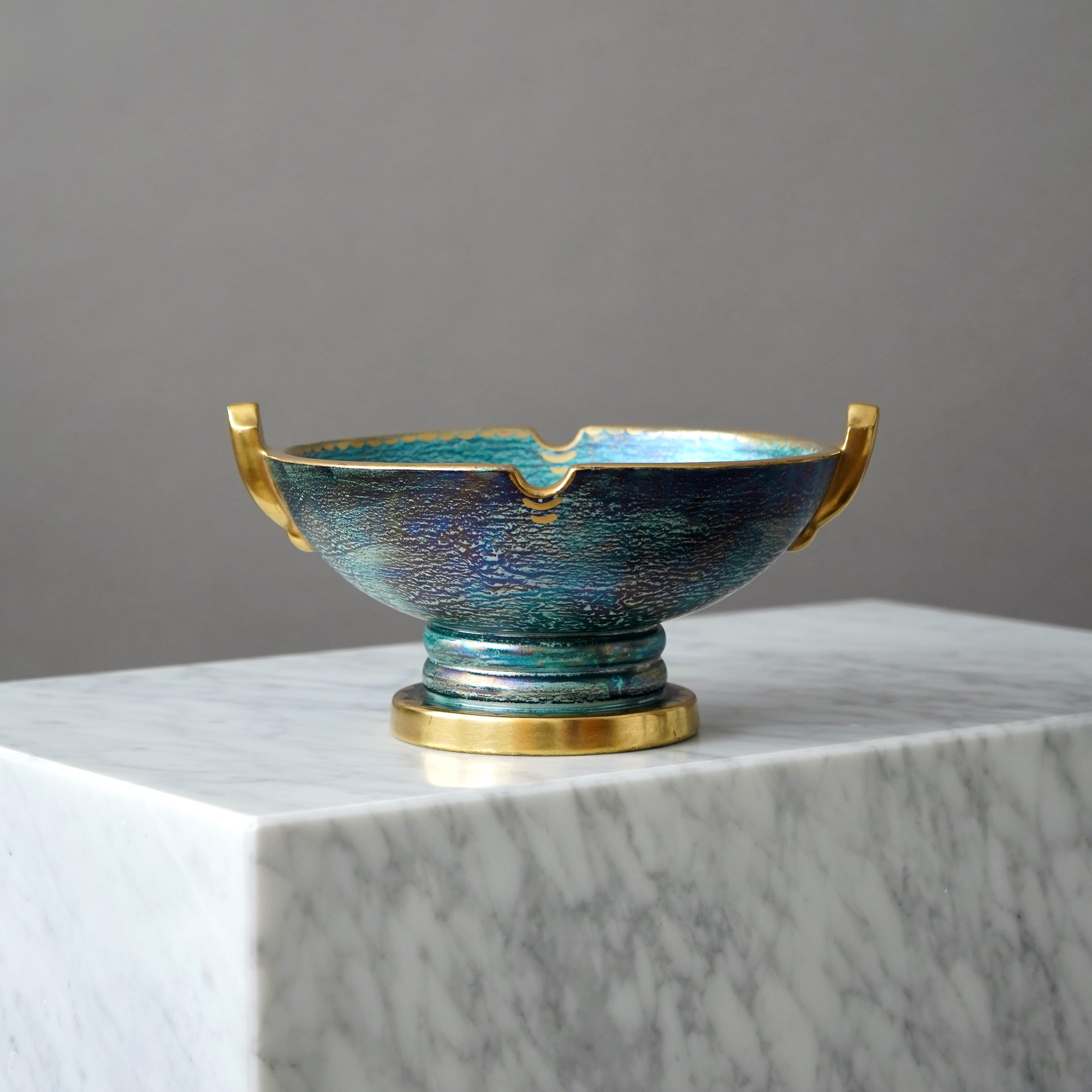 Glazed Art Deco Lustre Bowl by Josef Ekberg for Gustavsberg, Sweden, 1920s For Sale