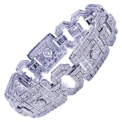 Art Deco Bracciale di lusso con diamanti da 10 carati in oro bianco 18 carati