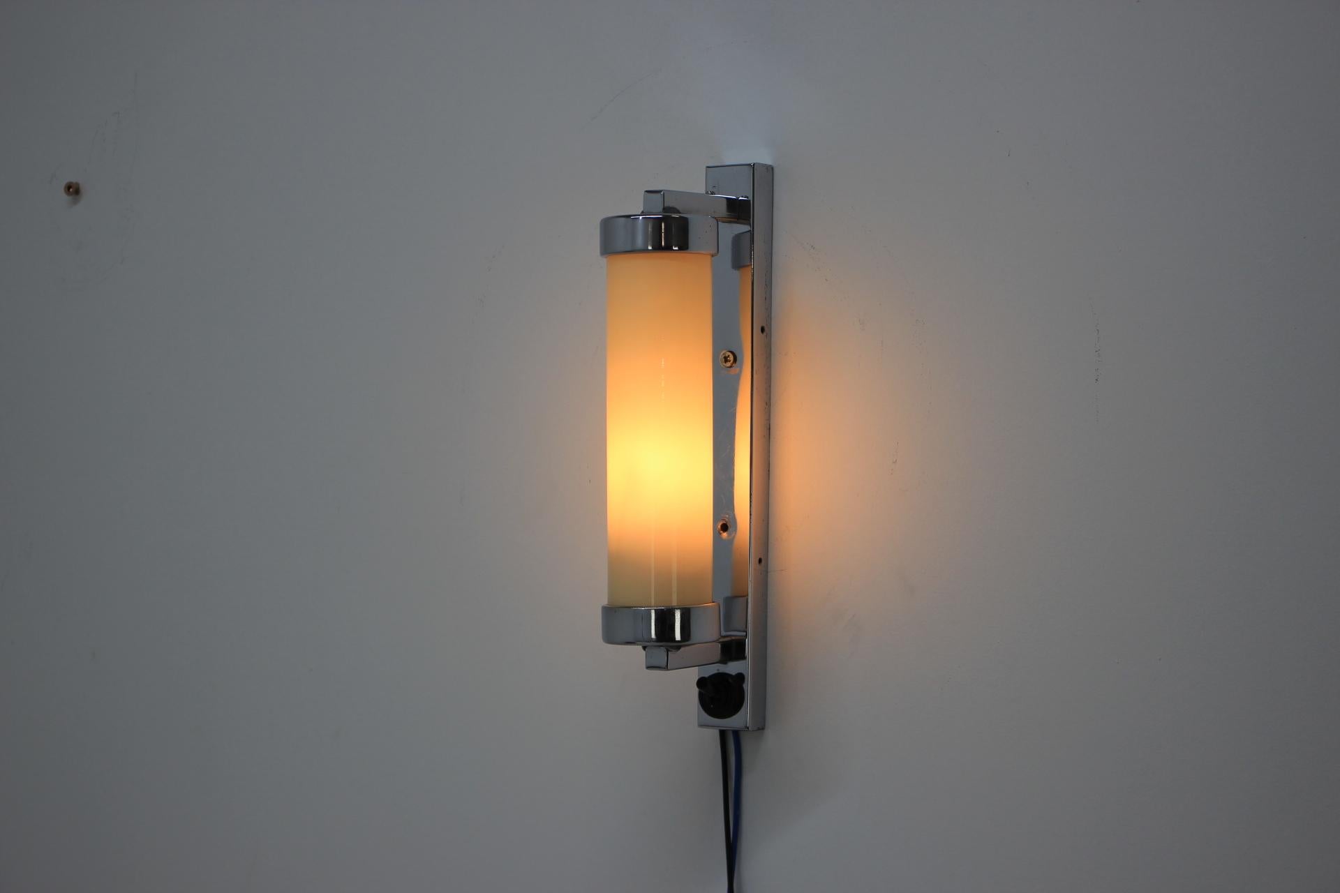 Art Deco Lyfa Cylinder Glass Wall Sconces, 1930s In Good Condition In Praha, CZ