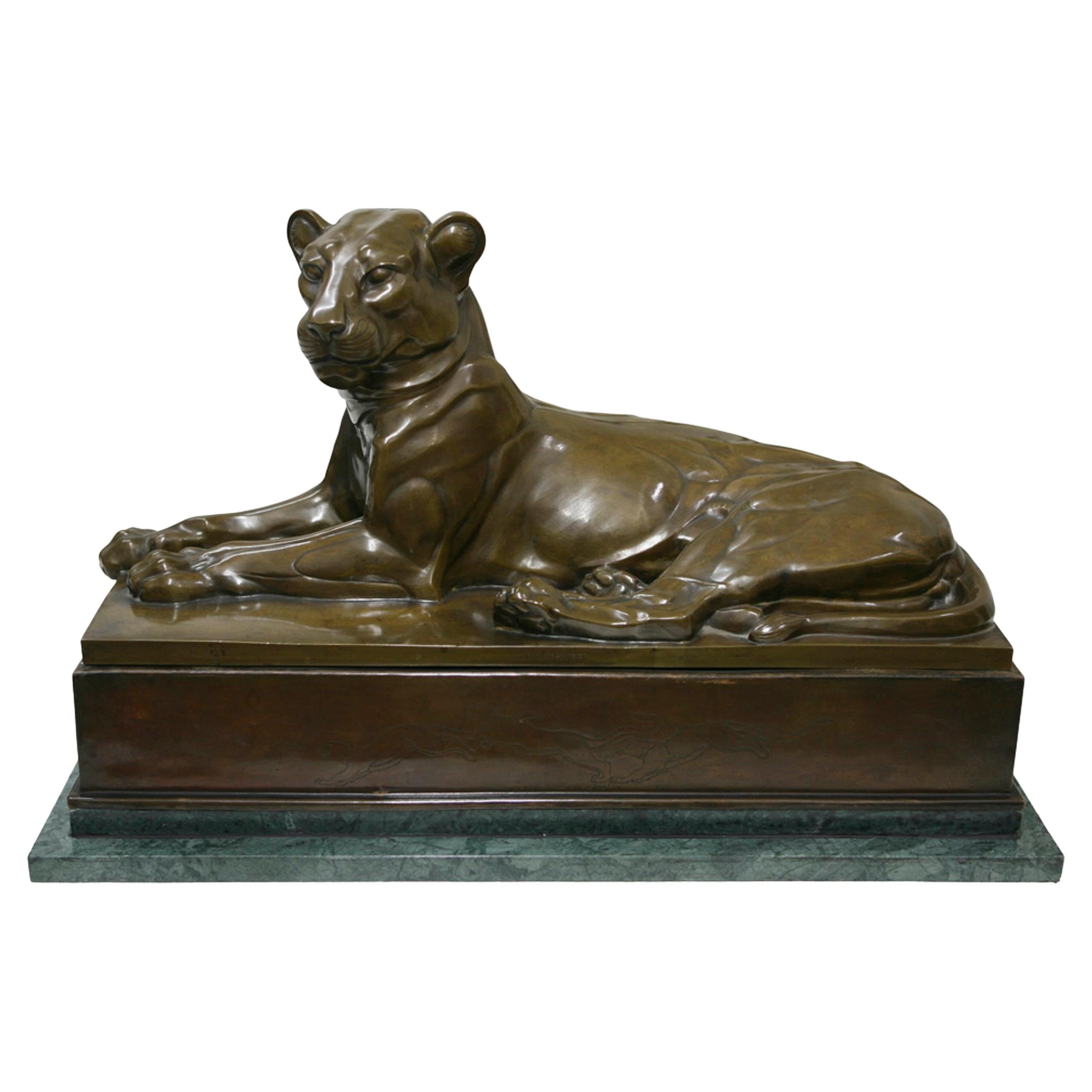 Art Deco Lyon by R. Pauschinger, German, Material: Bronze For Sale