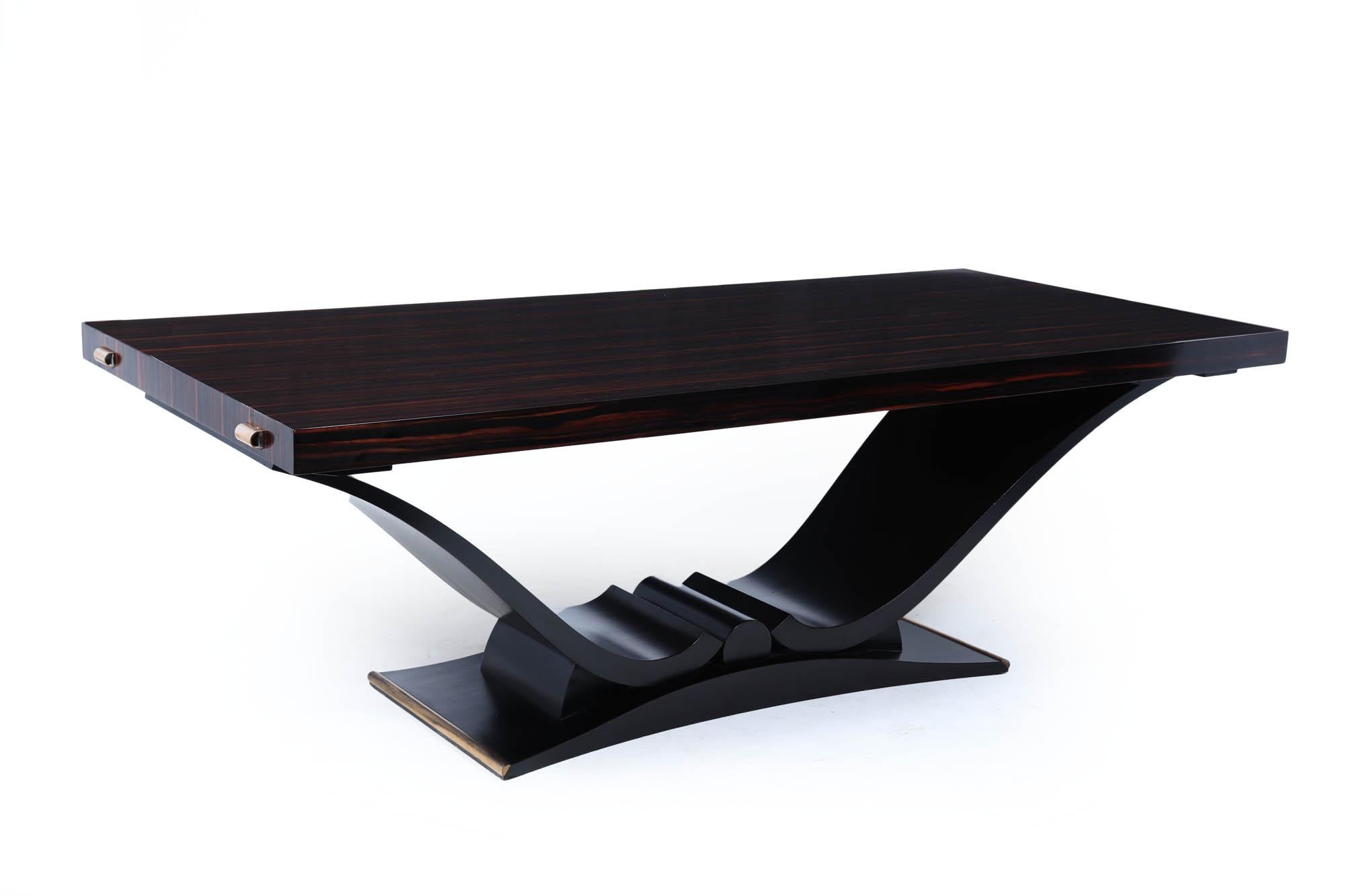 Français Table de salle à manger Art Déco en ébène de Macassar 14 places en vente